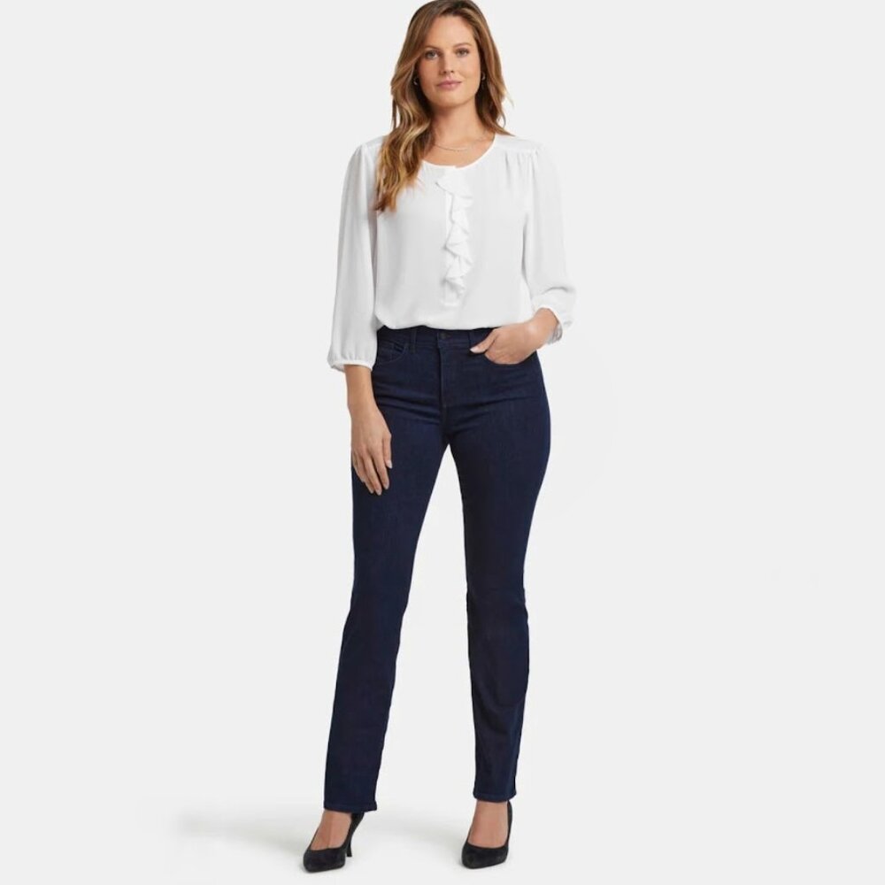 NWT NYDJ Marilyn Straight Jeans Rinse Dark Wash 14P